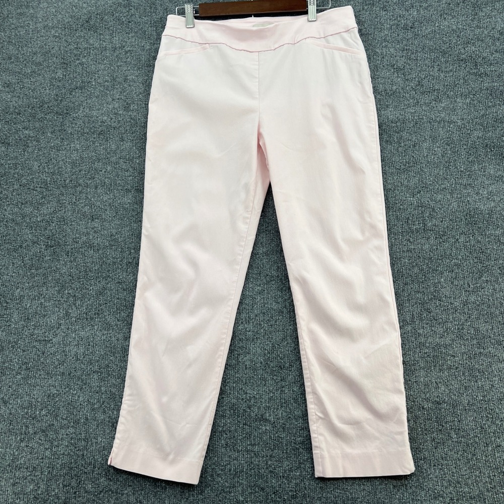 Talbots Ankle Pants Womens 10 Pink Pull On Stretch Trousers Office Preppy Chic